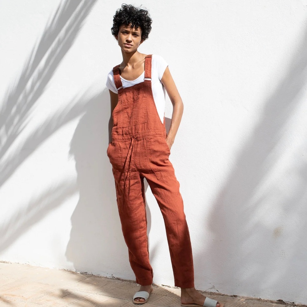 notPERFECTLINEN Black Linen Overalls Jumpsuit
